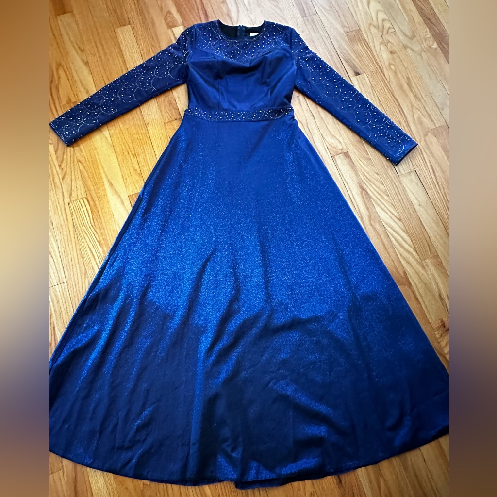 Amine Huma Formal Long Sleeved Blue Formal